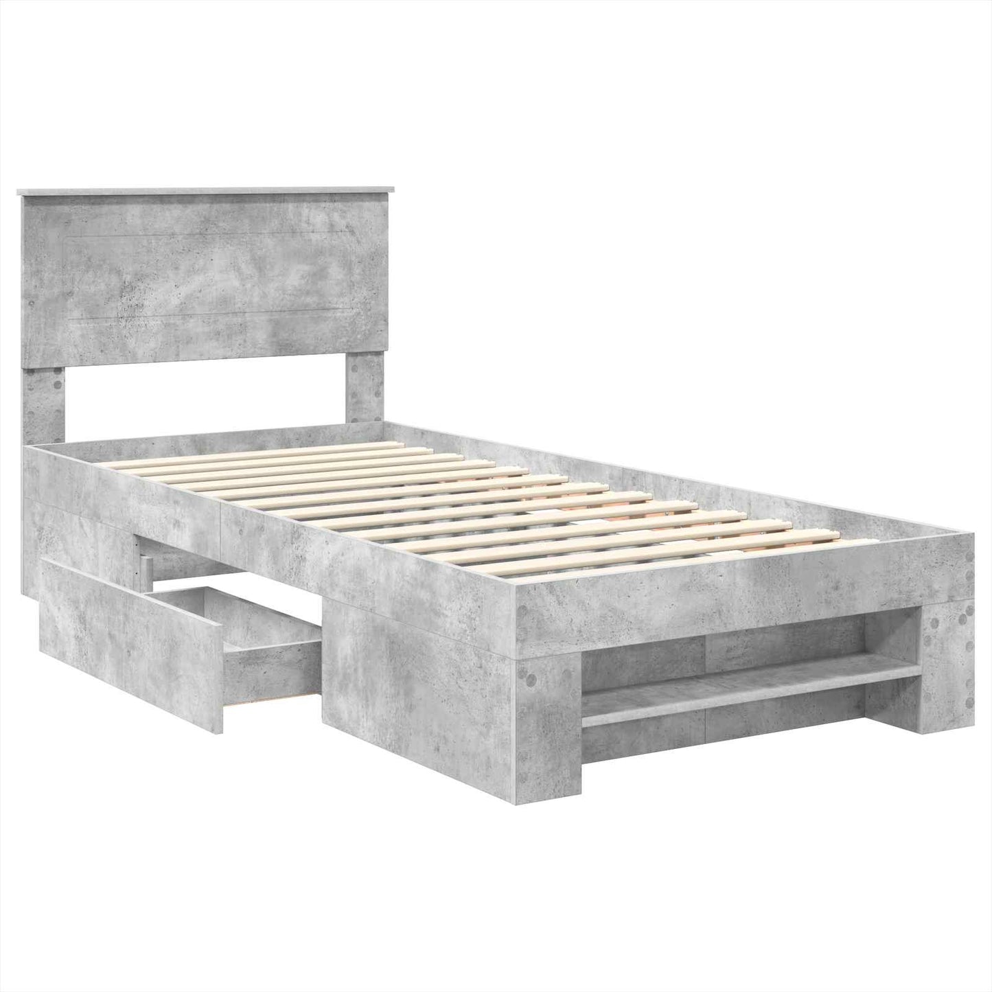Bed Frame Concrete Grey 90 x 200 cm Engineered Wood