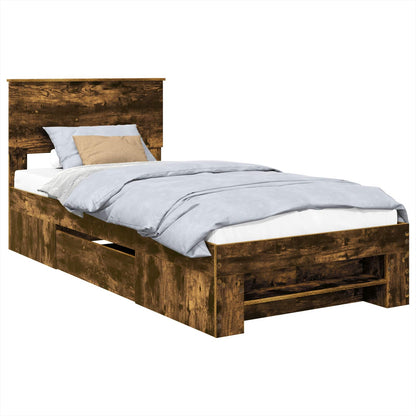 Bed Frame with Headboard Smoked Oak 90 x 200 cm Engineered Wood
