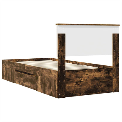 Bed Frame with Headboard Smoked Oak 90 x 200 cm Engineered Wood