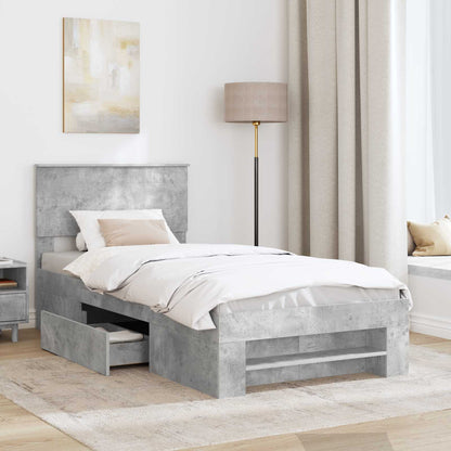 Bed Frame Concrete Grey 90 x 200 cm Engineered Wood