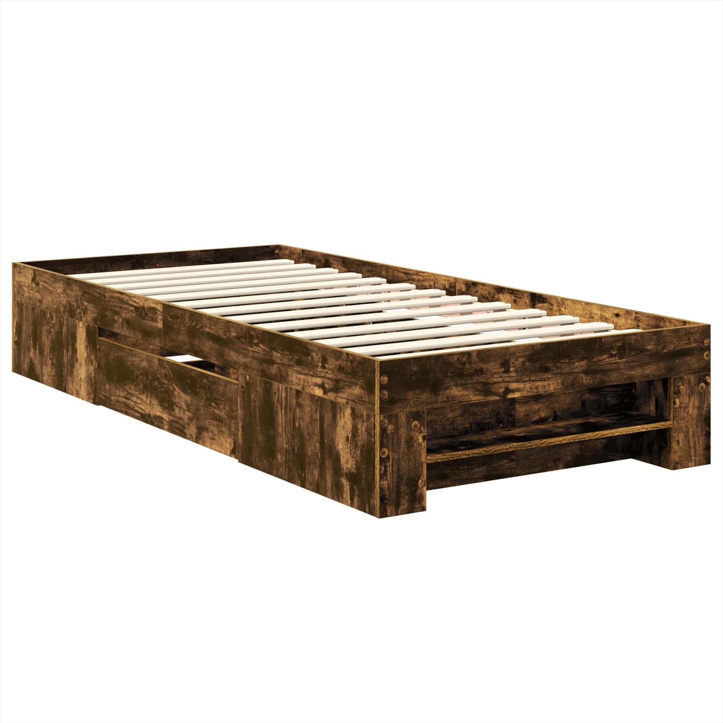 Bed Frame with Headboard Smoked Oak 90 x 200 cm Engineered Wood