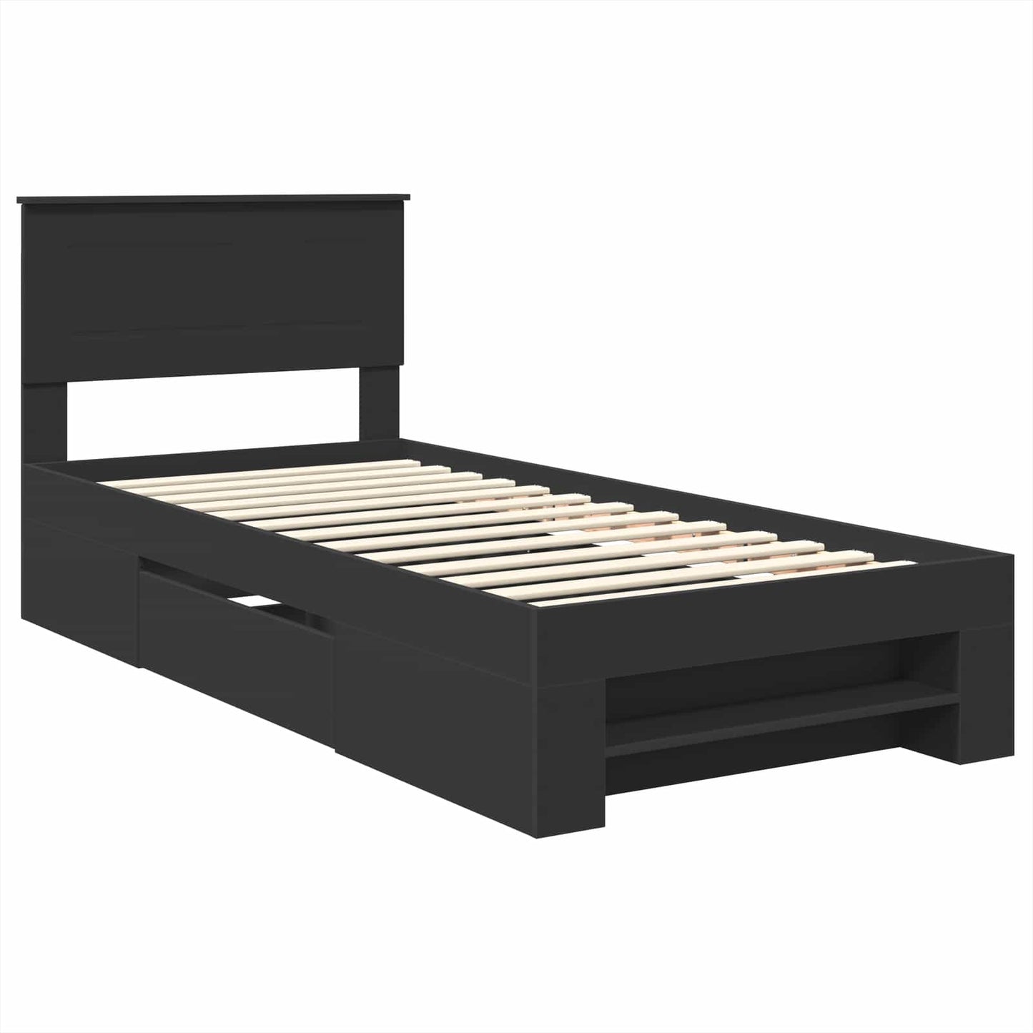 Bed Frame with Headboard Black 80 x 200 cm Engineered Wood