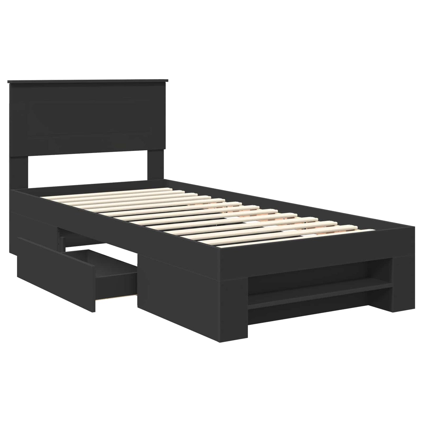 Bed Frame with Headboard Black 80 x 200 cm Engineered Wood