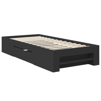 Bed Frame with Headboard Black 80 x 200 cm Engineered Wood