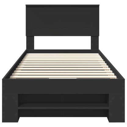 Bed Frame with Headboard Black 80 x 200 cm Engineered Wood