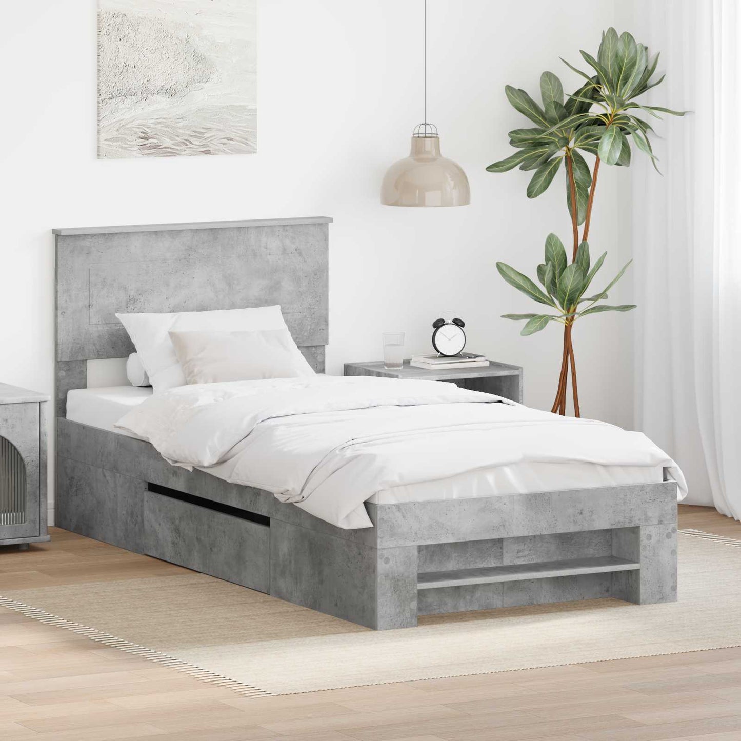 Bed Frame Concrete Grey 80 x 200 cm Engineered Wood