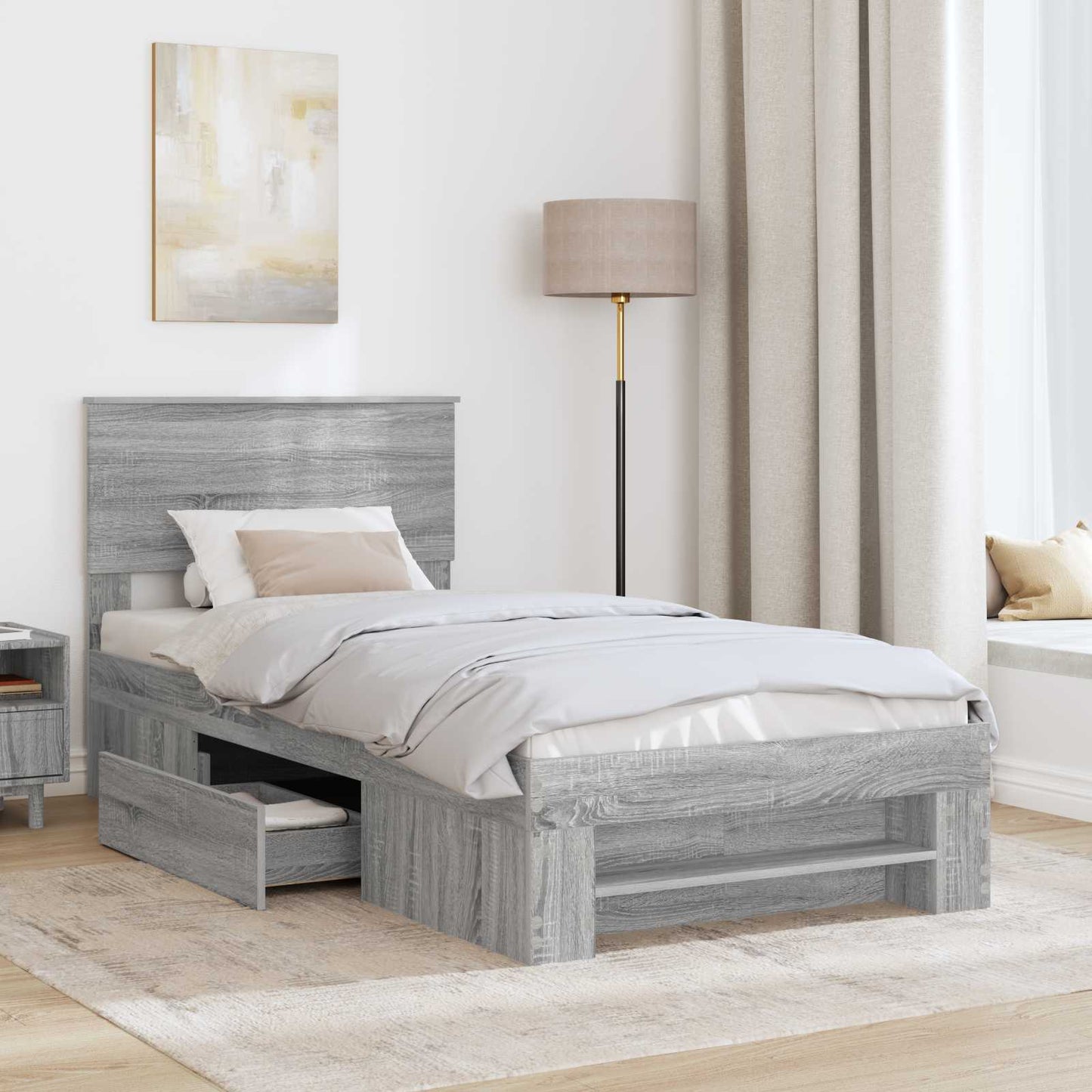 Bed Frame Grey Sonoma 80 x 200 cm Engineered Wood