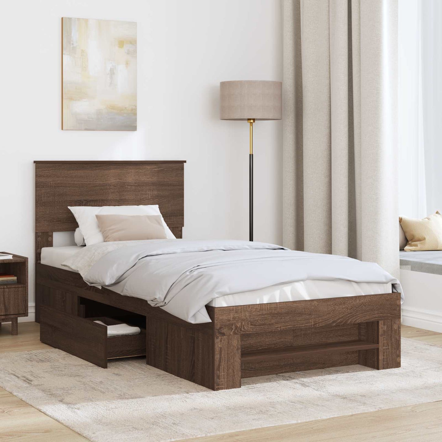 Bed Frame with Headboard Brown Oak 80 x 200 cm Engineered Wood