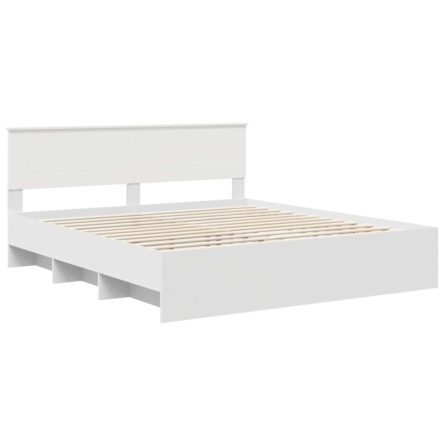 Bed Frame with Headboard White 200 x 200 cm Engineered Wood