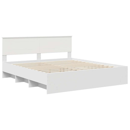 Bed Frame with Headboard White 200 x 200 cm Engineered Wood