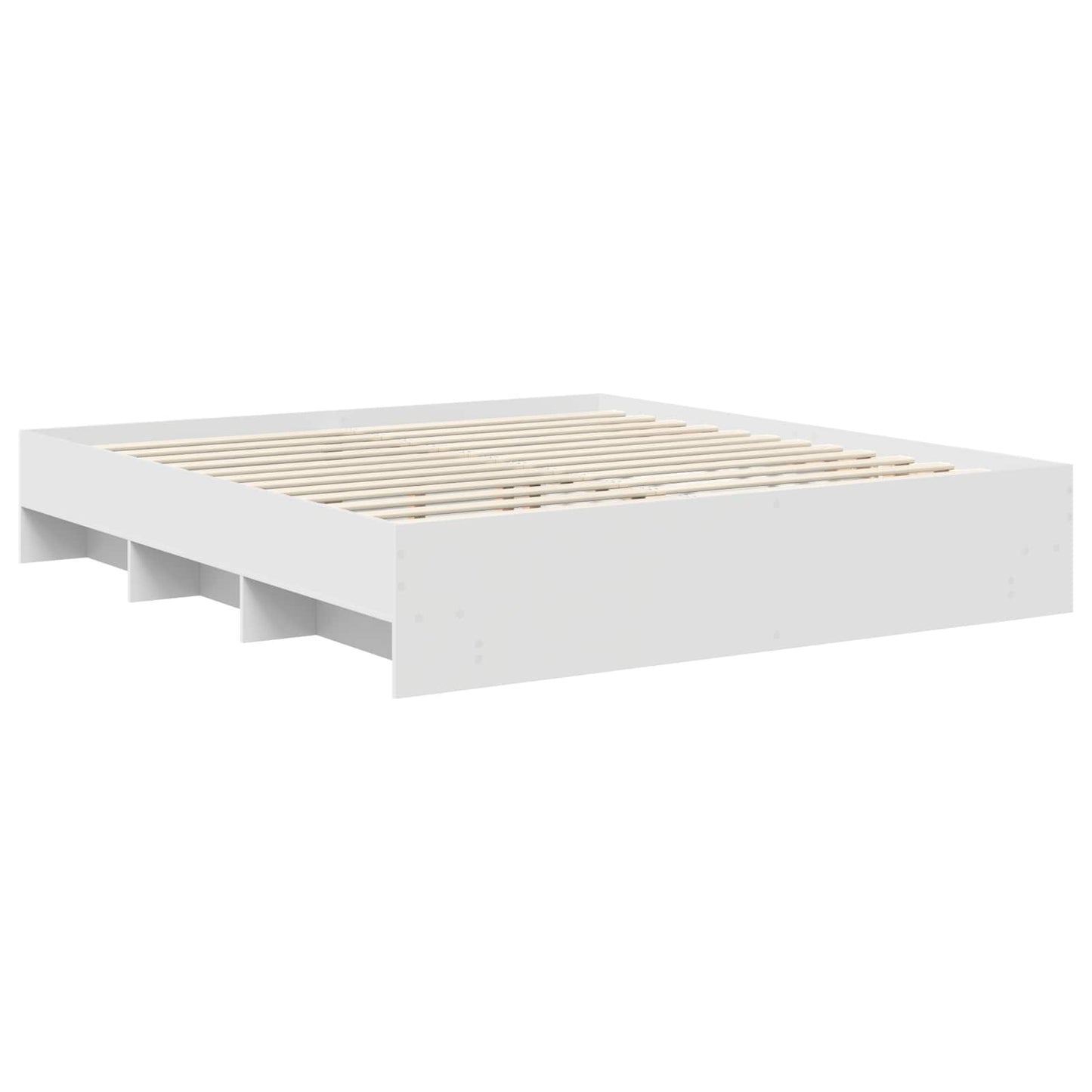 Bed Frame with Headboard White 200 x 200 cm Engineered Wood