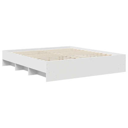 Bed Frame with Headboard White 200 x 200 cm Engineered Wood