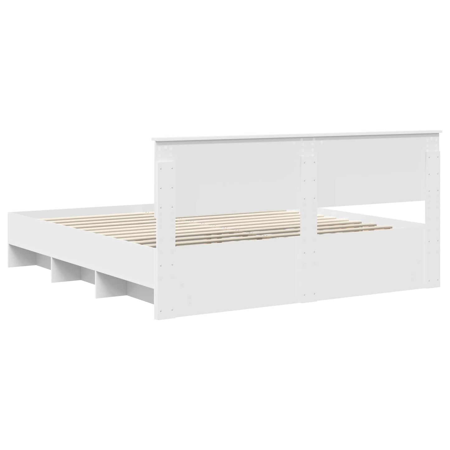 Bed Frame with Headboard White 200 x 200 cm Engineered Wood