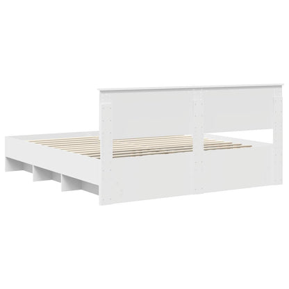 Bed Frame with Headboard White 200 x 200 cm Engineered Wood