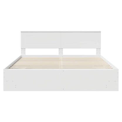 Bed Frame with Headboard White 200 x 200 cm Engineered Wood