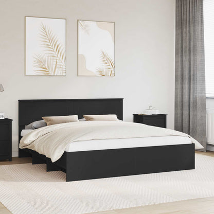 Bed Frame with Headboard Black 200 x 200 cm Engineered Wood