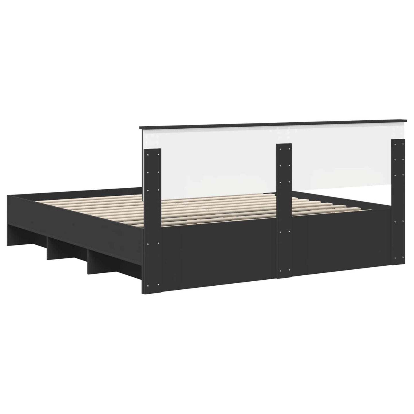 Bed Frame with Headboard Black 200 x 200 cm Engineered Wood