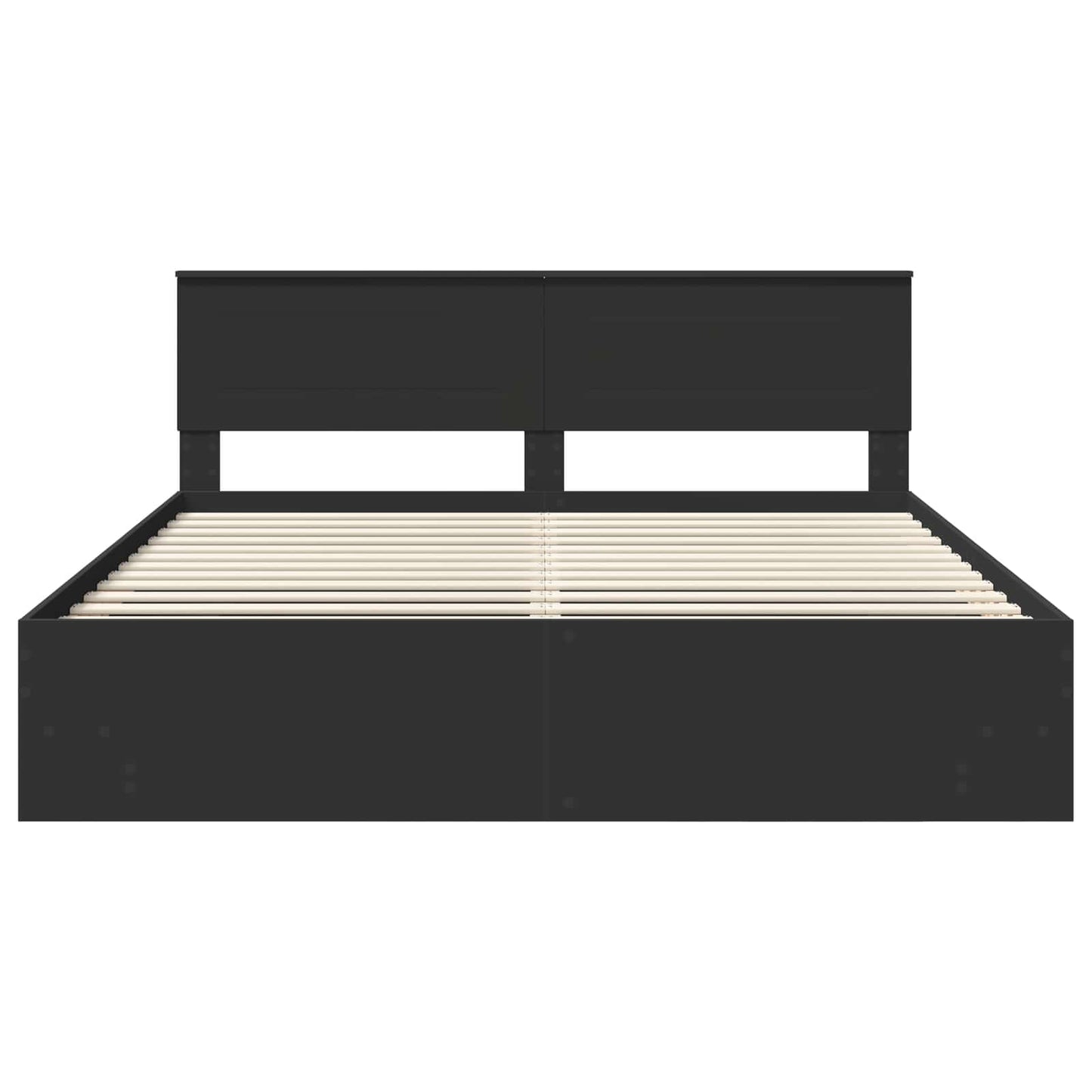 Bed Frame with Headboard Black 200 x 200 cm Engineered Wood