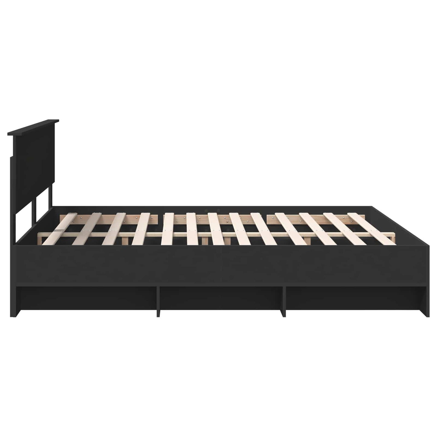 Bed Frame with Headboard Black 200 x 200 cm Engineered Wood