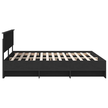 Bed Frame with Headboard Black 200 x 200 cm Engineered Wood