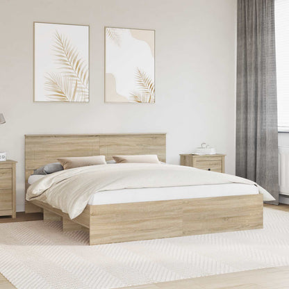 Bed Frame Sonoma Oak 200 x 200 cm Engineered Wood