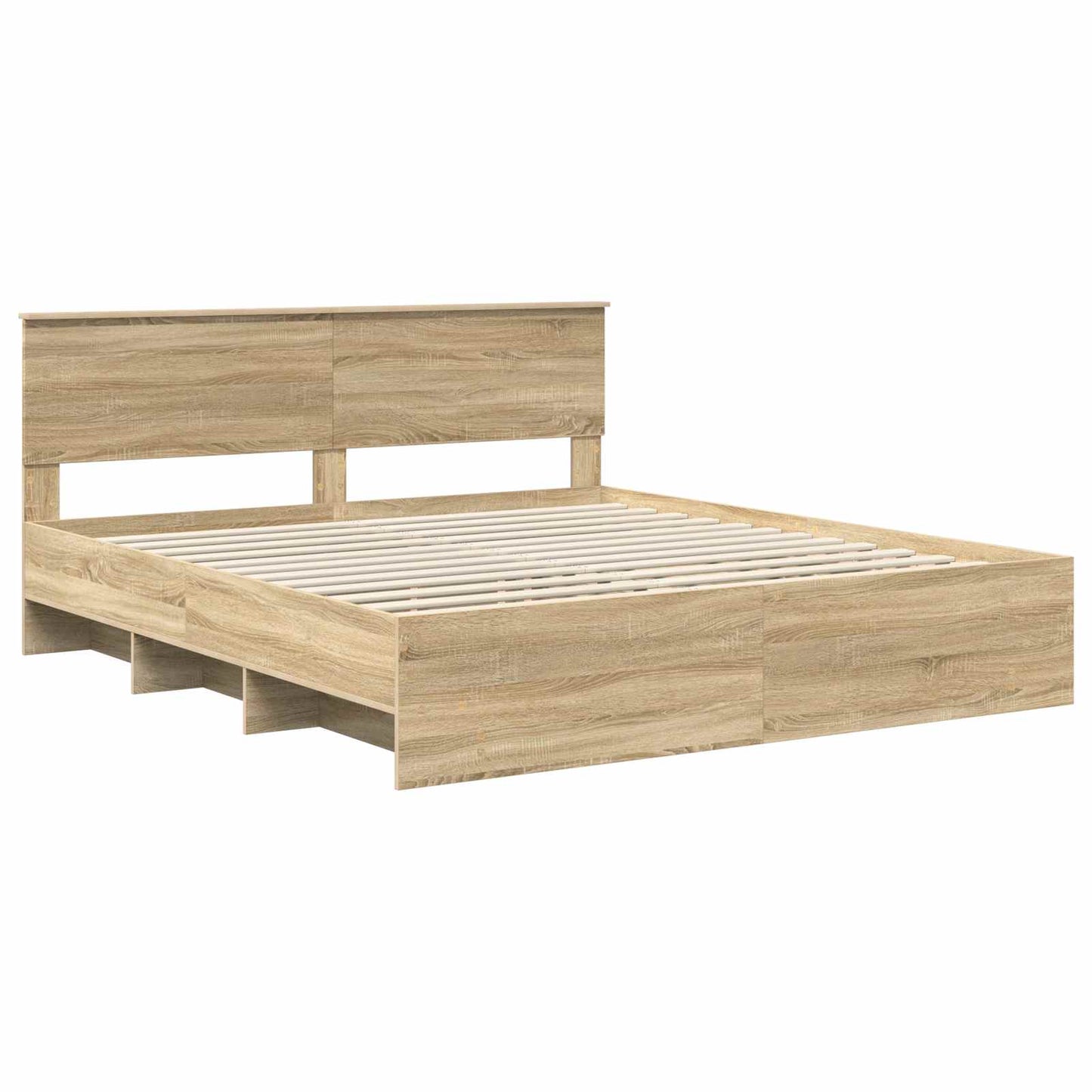 Bed Frame Sonoma Oak 200 x 200 cm Engineered Wood