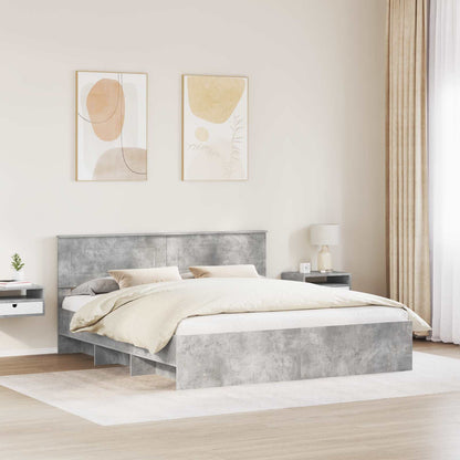 Bed Frame Concrete Grey 200 x 200 cm Engineered Wood
