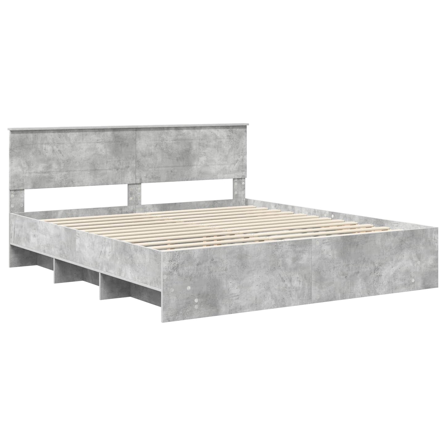 Bed Frame Concrete Grey 200 x 200 cm Engineered Wood