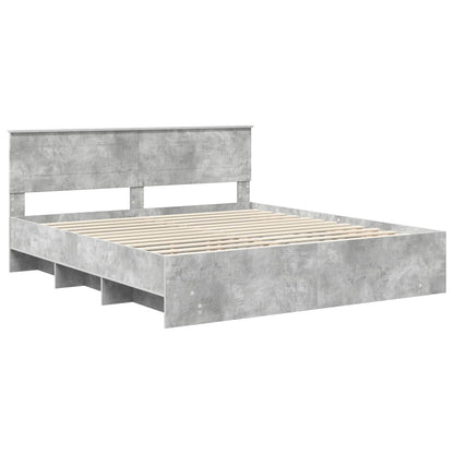 Bed Frame Concrete Grey 200 x 200 cm Engineered Wood