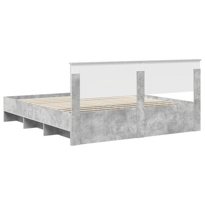 Bed Frame Concrete Grey 200 x 200 cm Engineered Wood