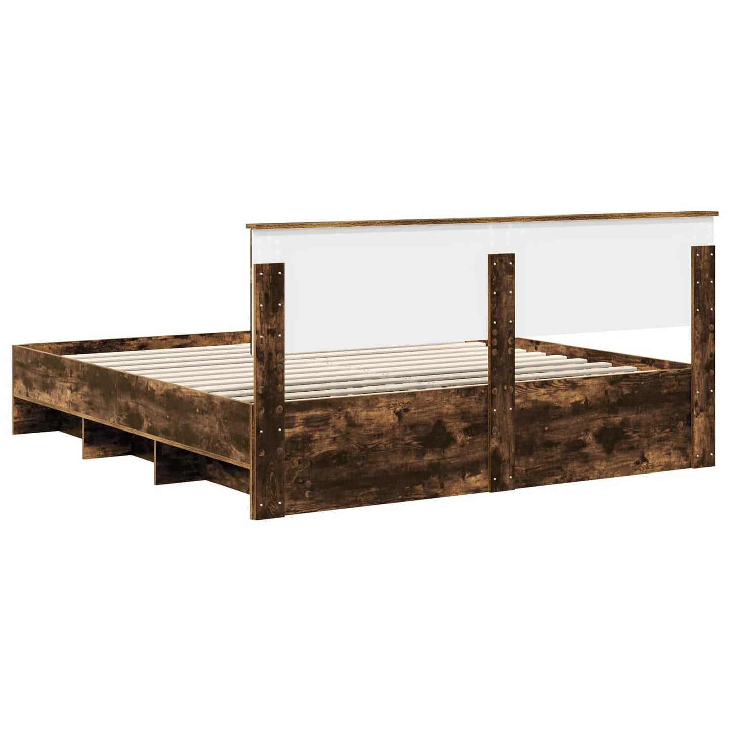 Bed Frame Smoked Oak 200 x 200 cm Engineered Wood