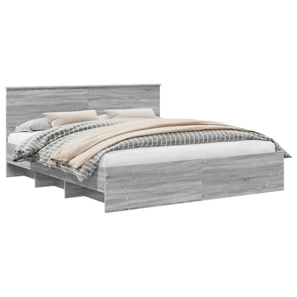 Bed Frame Grey Sonoma 200 x 200 cm Engineered Wood