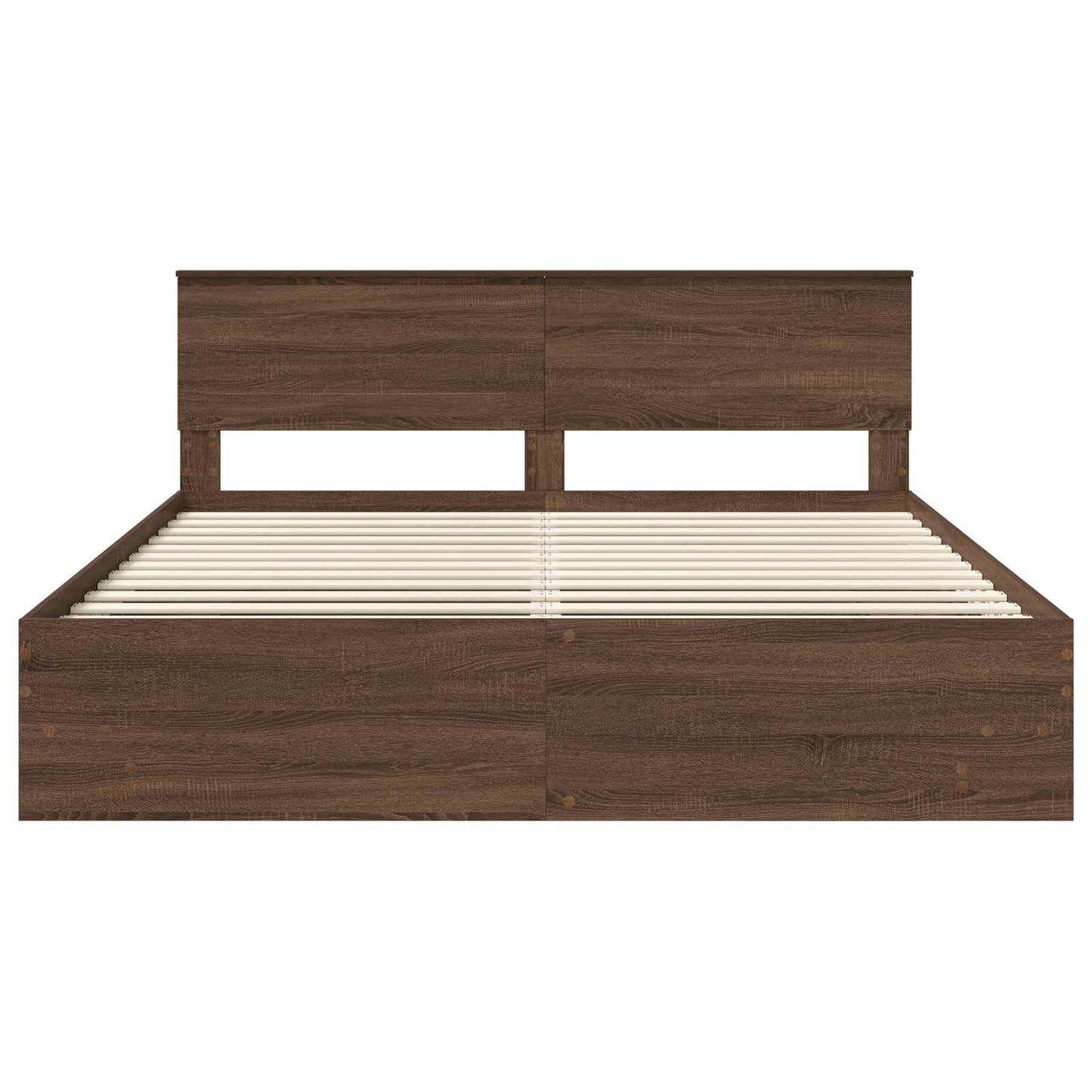 Bed Frame with Headboard Brown Oak 200 x 200 cm Engineered Wood