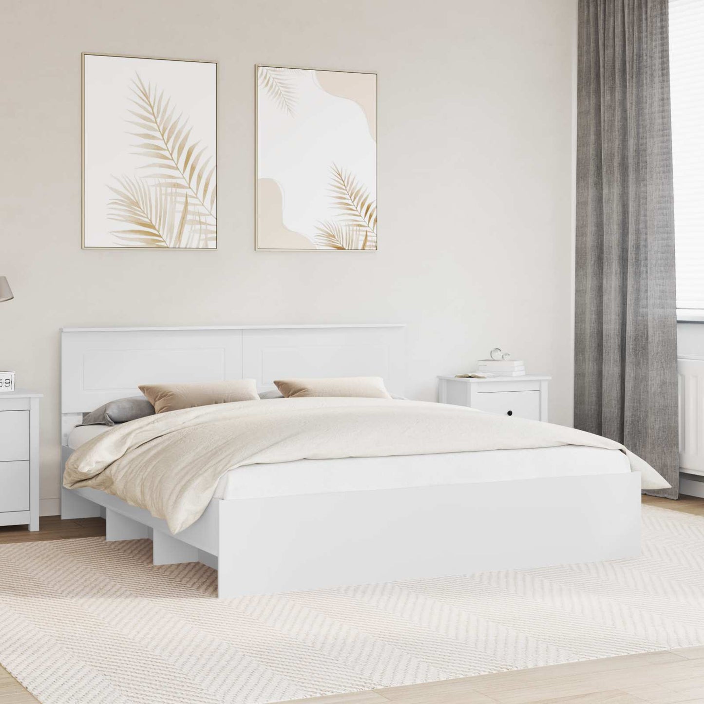 Bed Frame with Headboard White 180 x 200 cm Engineered Wood