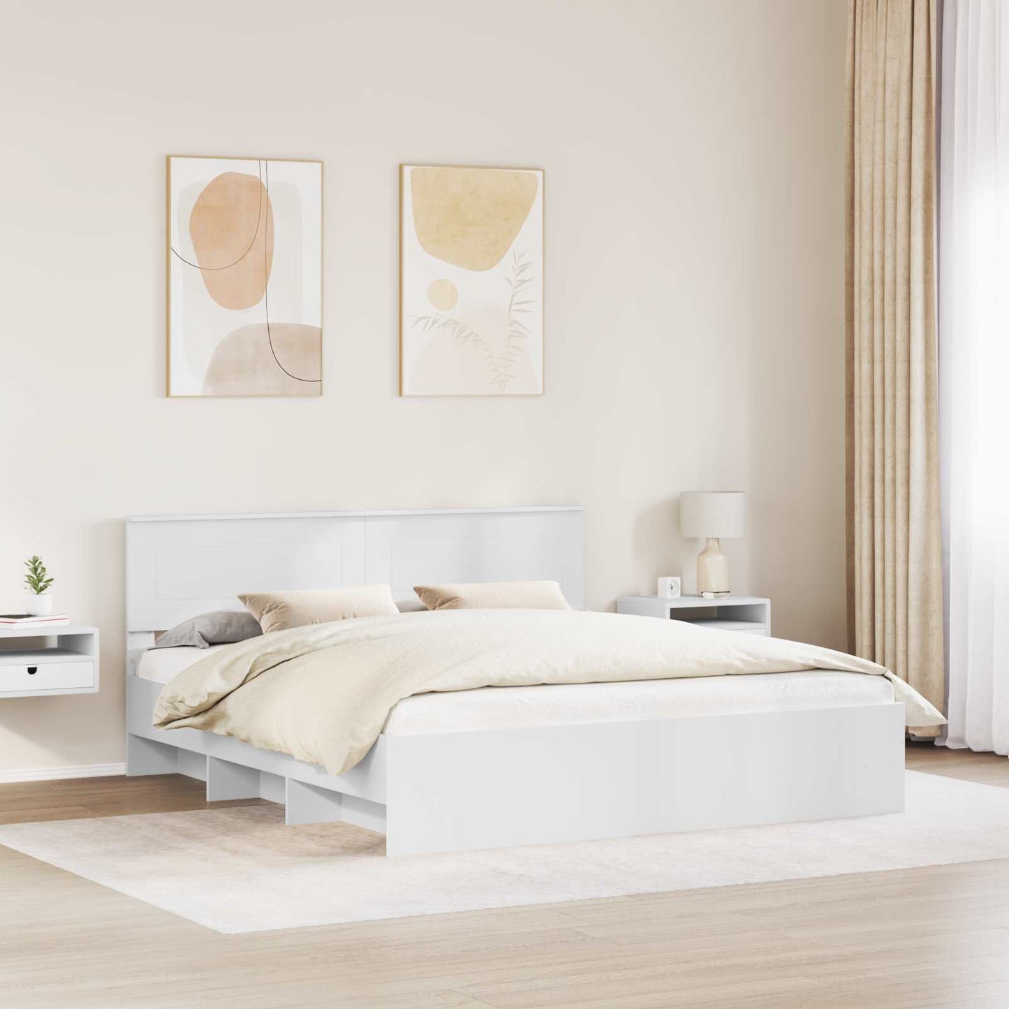 Bed Frame with Headboard White 180 x 200 cm Engineered Wood