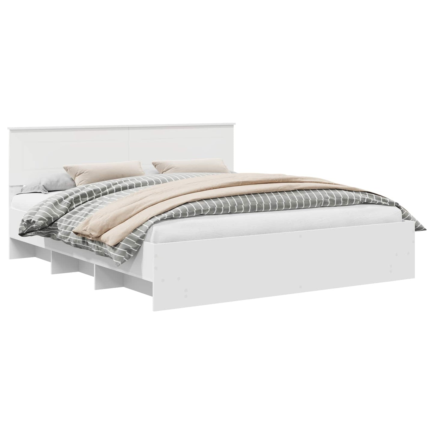 Bed Frame with Headboard White 180 x 200 cm Engineered Wood
