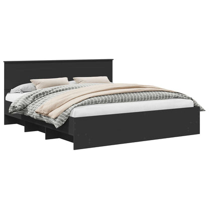 Bed Frame with Headboard Black 180 x 200 cm Engineered Wood