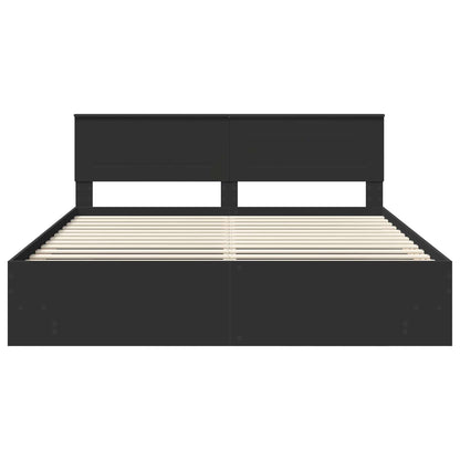 Bed Frame with Headboard Black 180 x 200 cm Engineered Wood