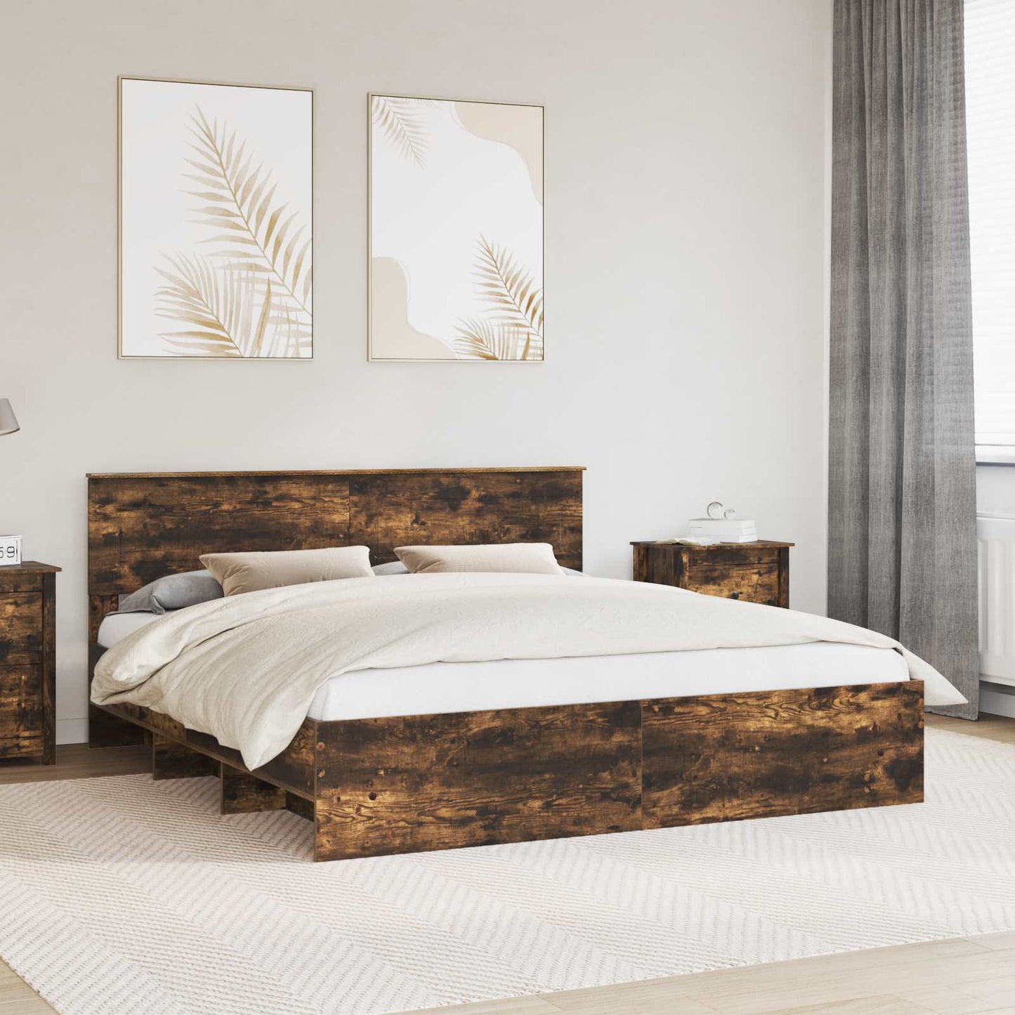 Bed Frame Smoked Oak 180 x 200 cm Engineered Wood