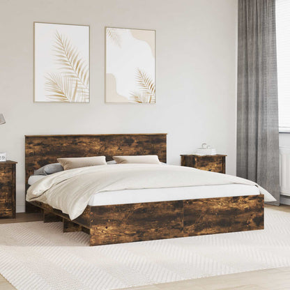 Bed Frame Smoked Oak 180 x 200 cm Engineered Wood