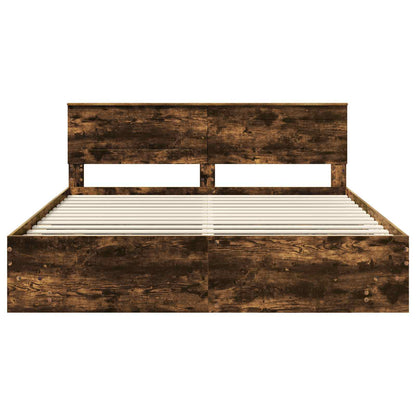 Bed Frame Smoked Oak 180 x 200 cm Engineered Wood