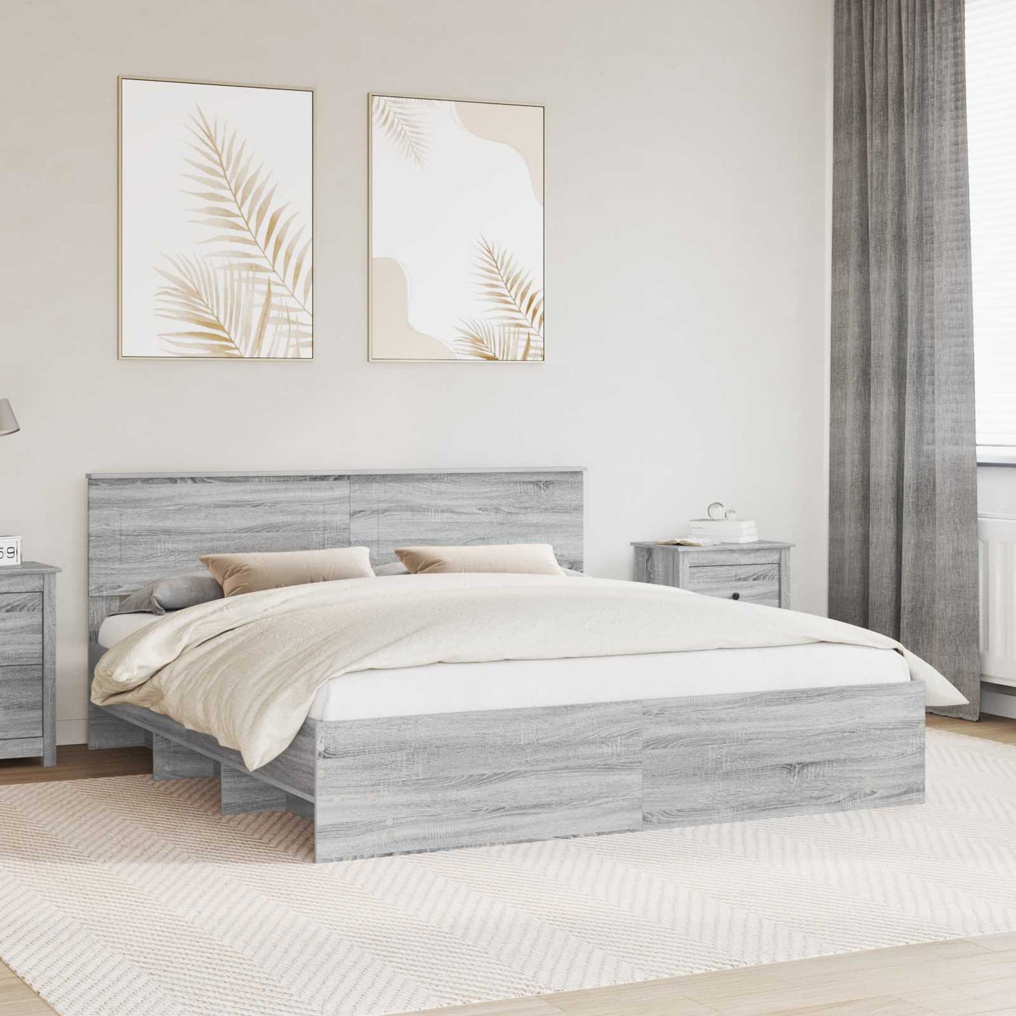 Bed Frame Grey Sonoma 180 x 200 cm Engineered Wood