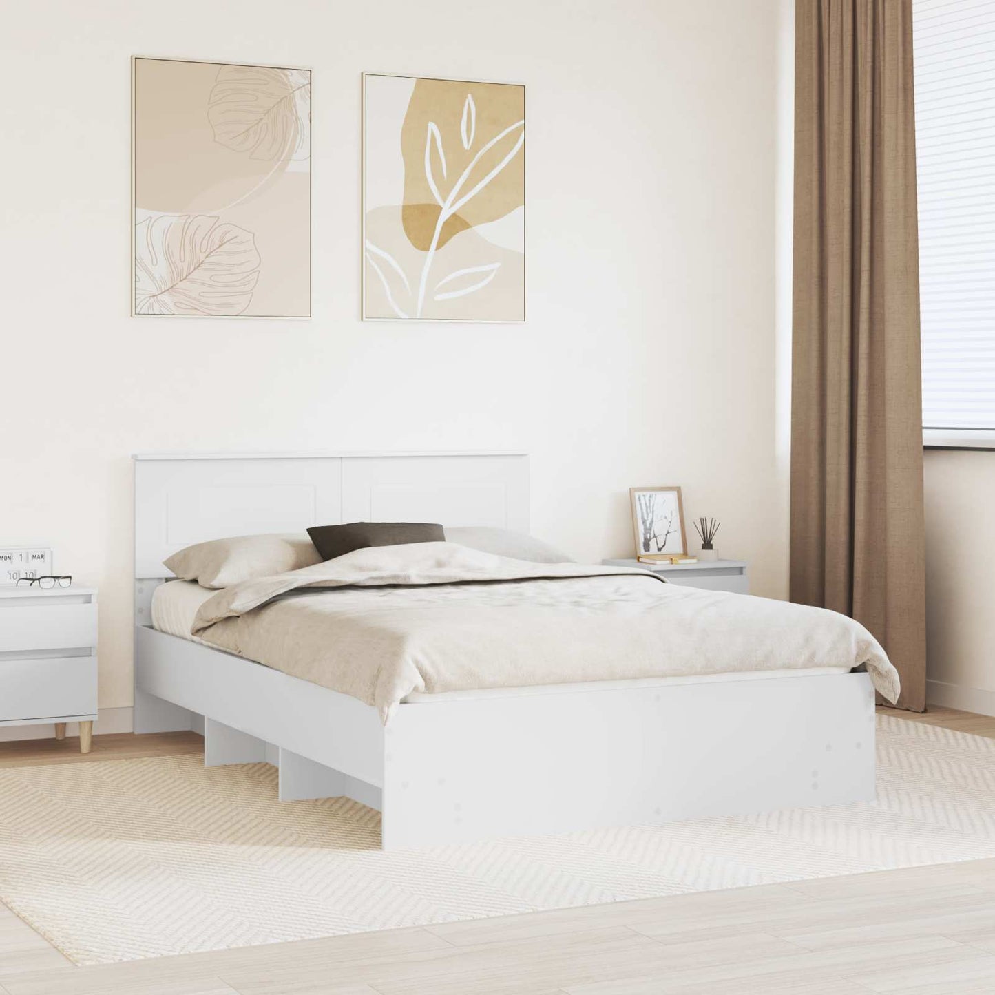 Bed Frame with Headboard White 160 x 200 cm Engineered Wood