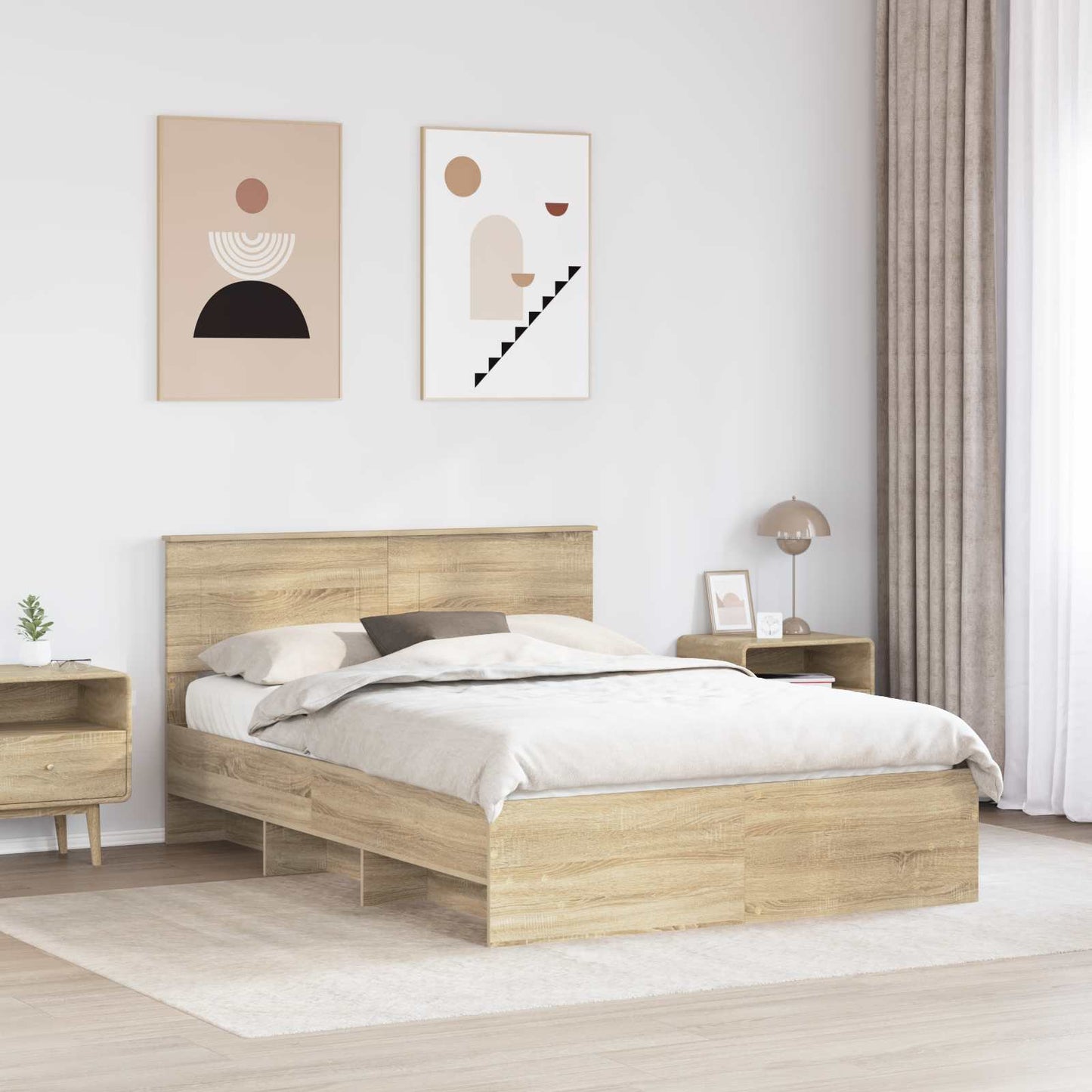 Bed Frame Sonoma Oak 160 x 200 cm Engineered Wood
