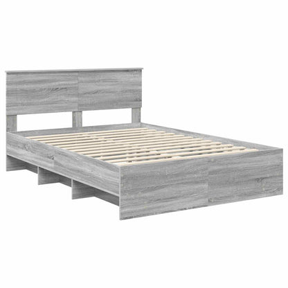 Bed Frame Grey Sonoma 160 x 200 cm Engineered Wood