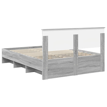 Bed Frame Grey Sonoma 160 x 200 cm Engineered Wood