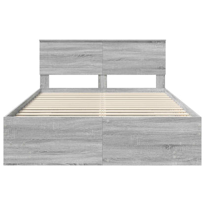 Bed Frame Grey Sonoma 160 x 200 cm Engineered Wood