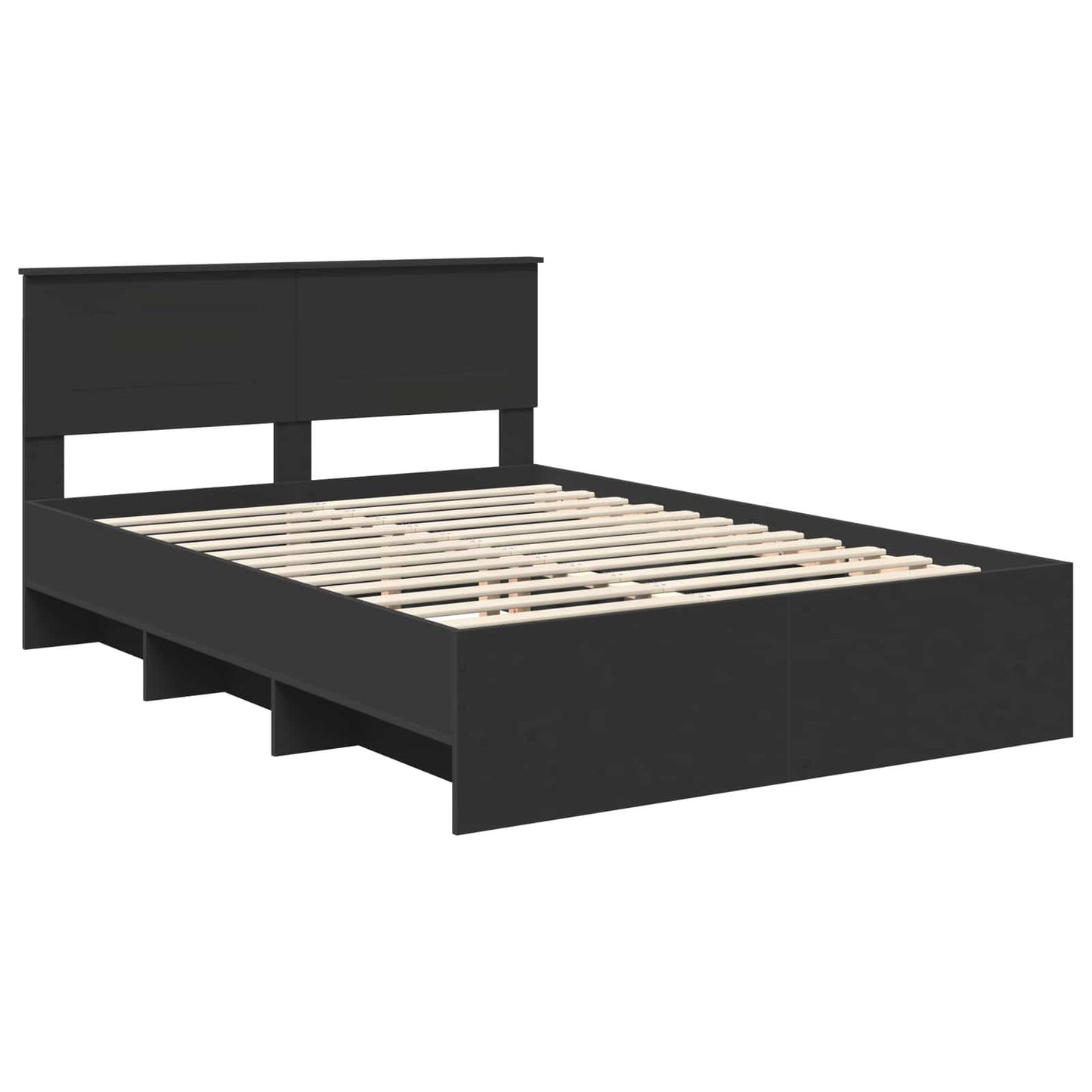 Bed Frame with Headboard Black 150 x 200 cm Engineered Wood