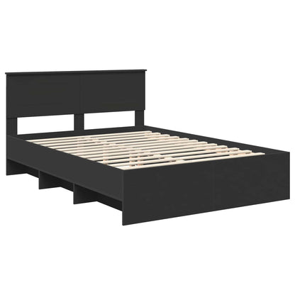 Bed Frame with Headboard Black 150 x 200 cm Engineered Wood