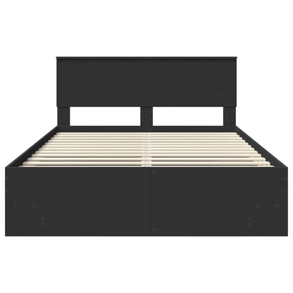 Bed Frame with Headboard Black 150 x 200 cm Engineered Wood